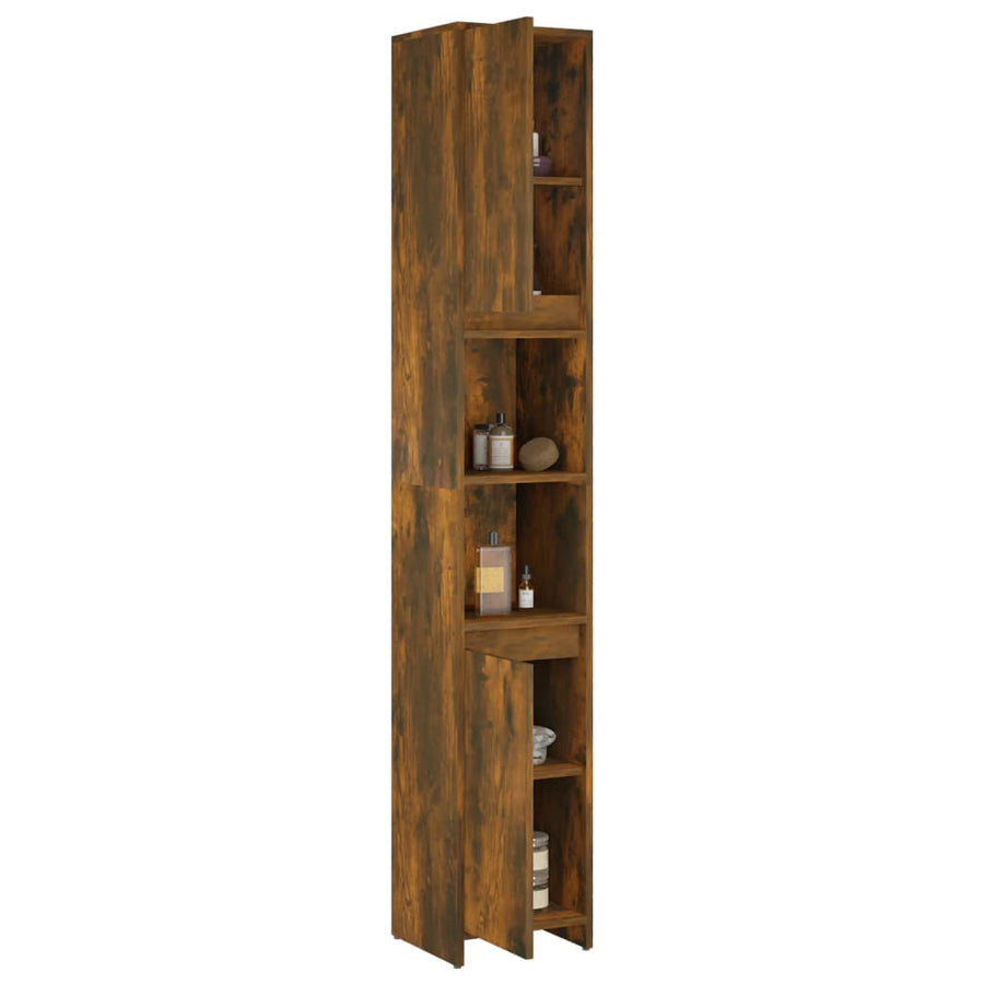 Badkamerkast 30X30X83,5 Cm Bewerkt Hout Kleurig Gerookt eiken Zonder handvat