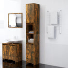 Badkamerkast 30x30x183,5 cm bewerkt hout gerookt eiken
