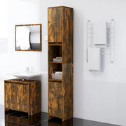 Badkamerkast 30x30x183,5 cm bewerkt hout gerookt eiken