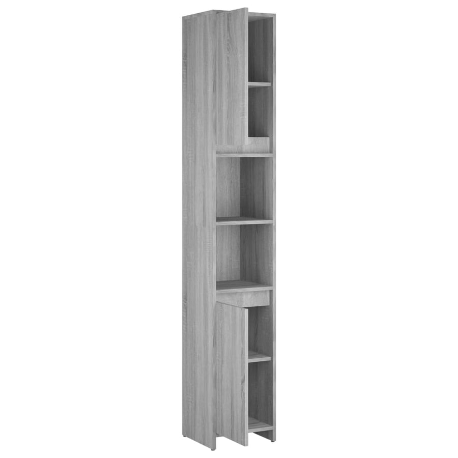 Badkamerkast 30X30X83,5 Cm Bewerkt Hout Eiken Grijs sonoma Zonder handvat