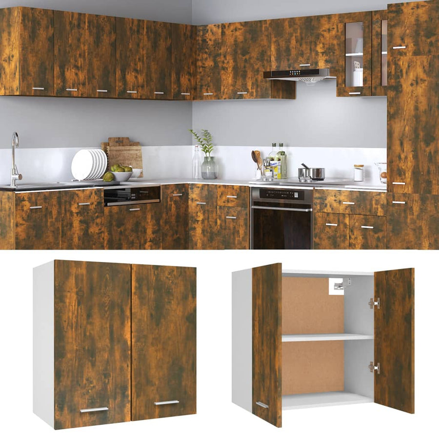 Wandkast hangend 60x31x60 cm bewerkt hout gerookt eikenkleurig Gerookt eiken