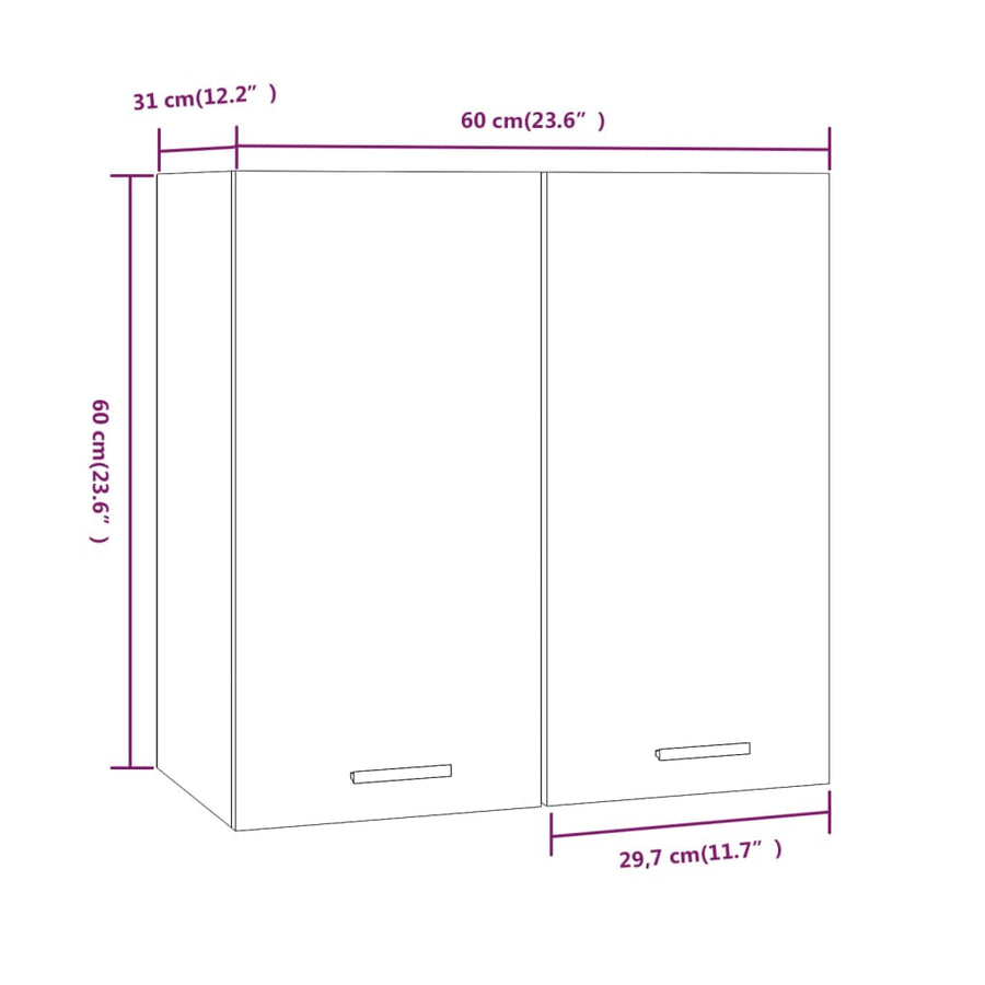 Wandkast hangend 60x31x60 cm bewerkt hout gerookt eikenkleurig Gerookt eiken