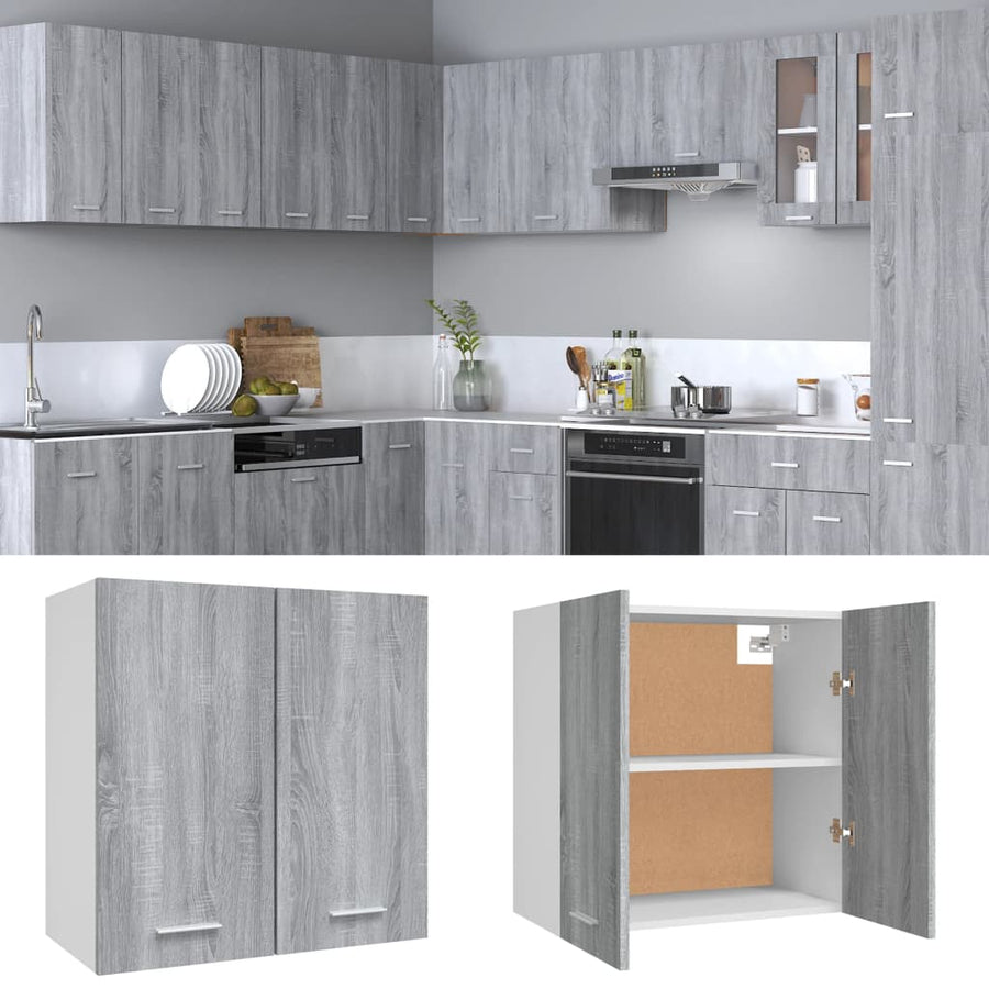 Wandkast hangend 60x31x60 cm bewerkt hout grijs sonoma eiken Grijs sonoma