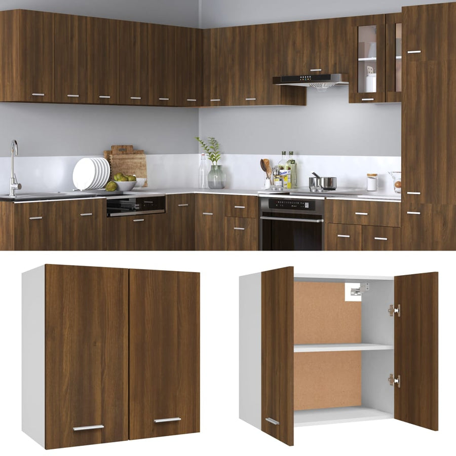 Wandkast Hangend 60X3X60 Cm Bewerkt Hout Bruin Eikenkleur Bruineiken Hangkast 60 cm