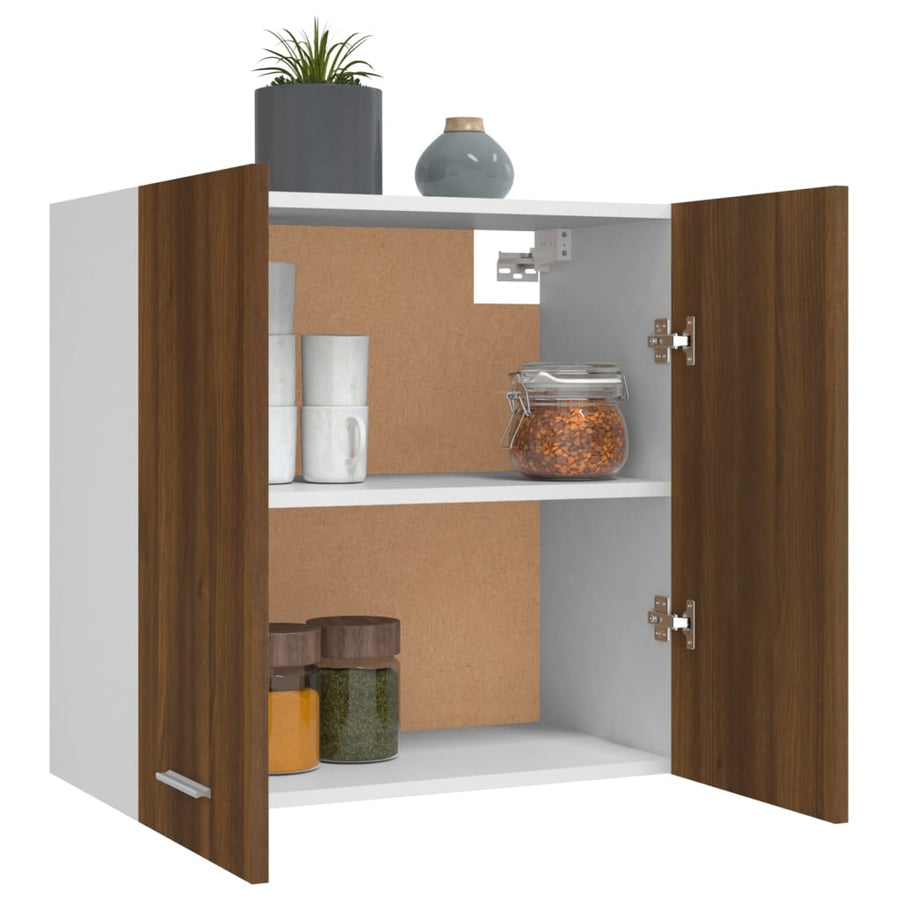 Wandkast Hangend 60X3X60 Cm Bewerkt Hout Bruin Eikenkleur Bruineiken Hangkast 60 cm