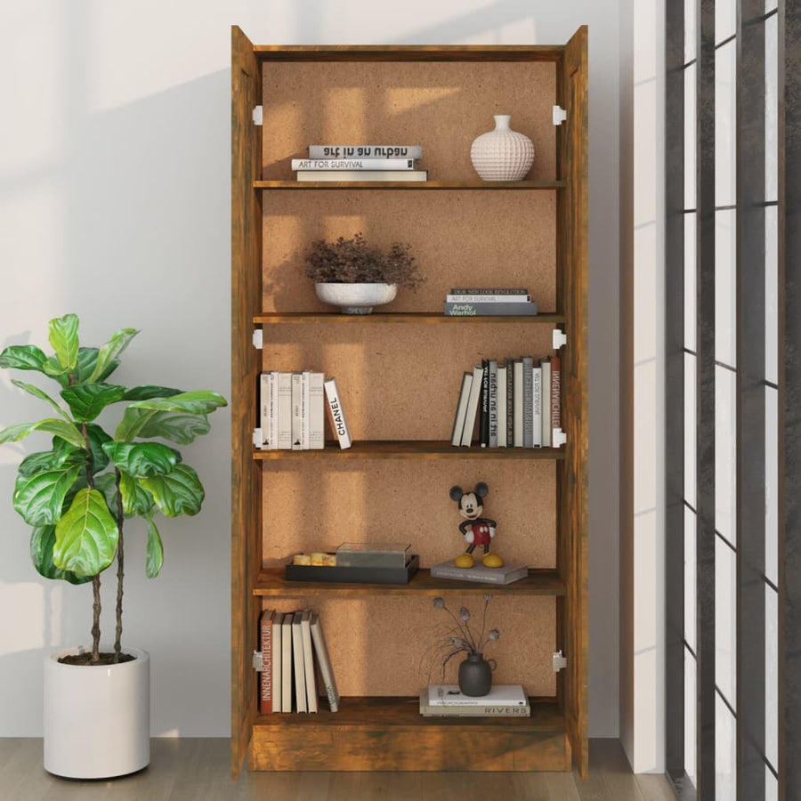 Boekenkast 82,5X30,5X85,5 Cm Bewerkt Hout Kleurig 82.5 x 30.5 x 185.5 cm Gerookt eiken