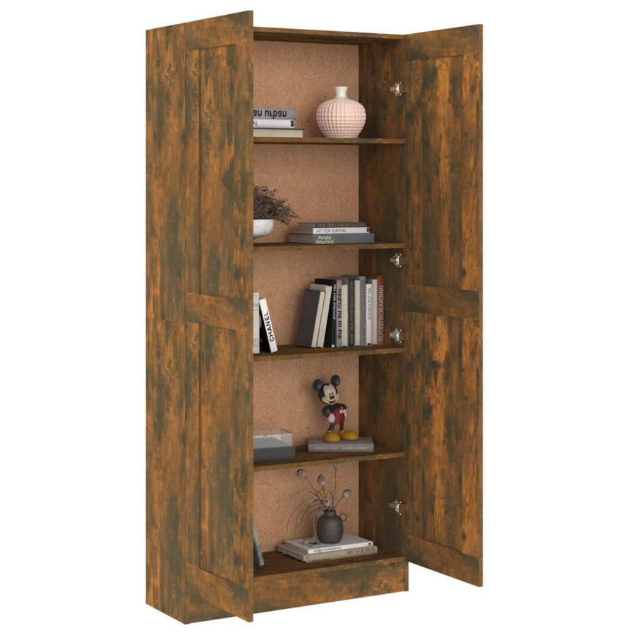 Boekenkast 82,5X30,5X85,5 Cm Bewerkt Hout Kleurig 82.5 x 30.5 x 185.5 cm Gerookt eiken