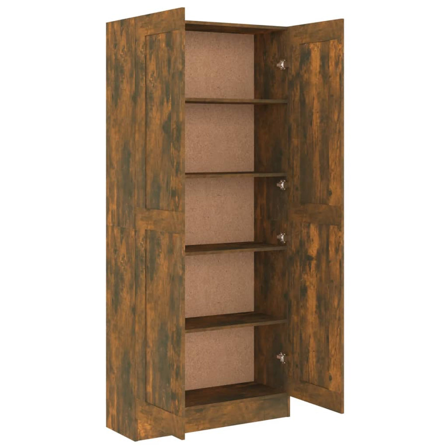 Boekenkast 82,5X30,5X85,5 Cm Bewerkt Hout Kleurig 82.5 x 30.5 x 185.5 cm Gerookt eiken