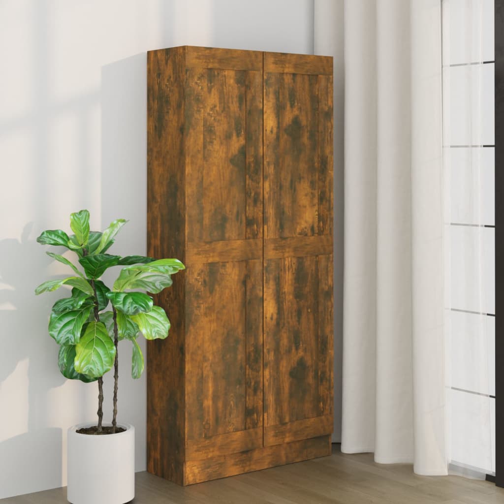 Boekenkast 82,5X30,5X85,5 Cm Bewerkt Hout Kleurig 82.5 x 30.5 x 185.5 cm Gerookt eiken