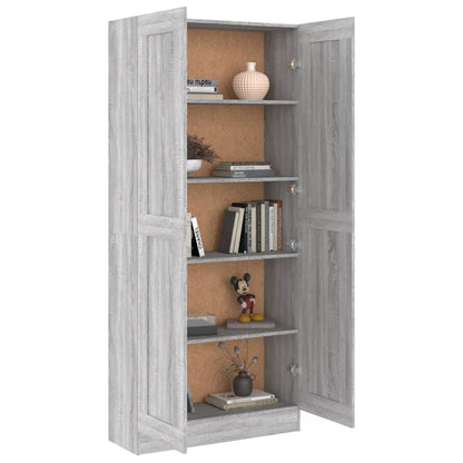Boekenkast 82,5X30,5X85,5 Cm Bewerkt Hout Eiken 82.5 x 30.5 x 185.5 cm Grijs sonoma