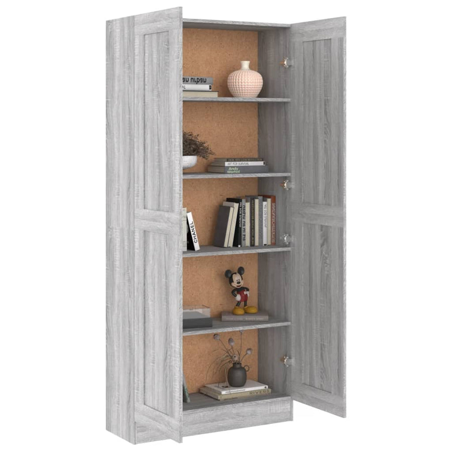 Boekenkast 82,5X30,5X85,5 Cm Bewerkt Hout Eiken 82.5 x 30.5 x 185.5 cm Grijs sonoma