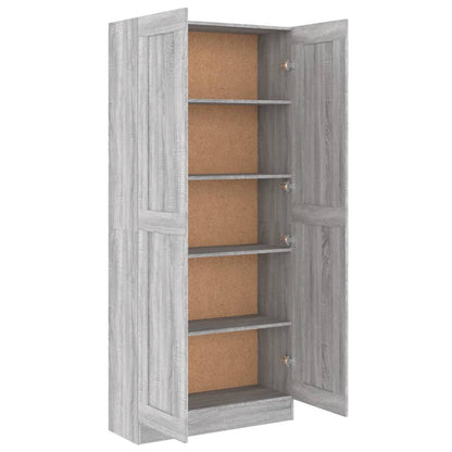 Boekenkast 82,5X30,5X85,5 Cm Bewerkt Hout Eiken 82.5 x 30.5 x 185.5 cm Grijs sonoma