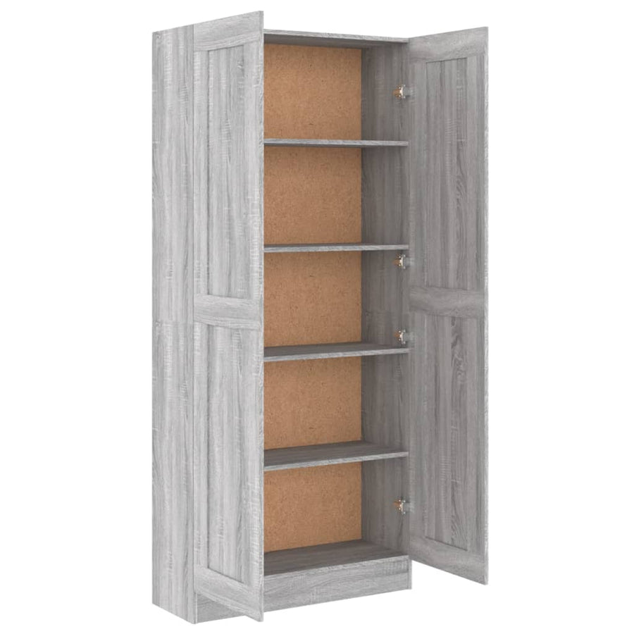 Boekenkast 82,5X30,5X85,5 Cm Bewerkt Hout Eiken 82.5 x 30.5 x 185.5 cm Grijs sonoma