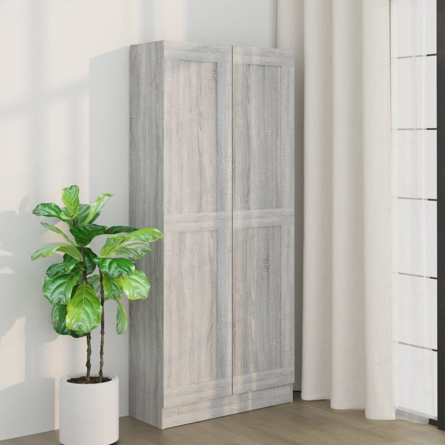 Boekenkast 82,5X30,5X85,5 Cm Bewerkt Hout Eiken 82.5 x 30.5 x 185.5 cm Grijs sonoma