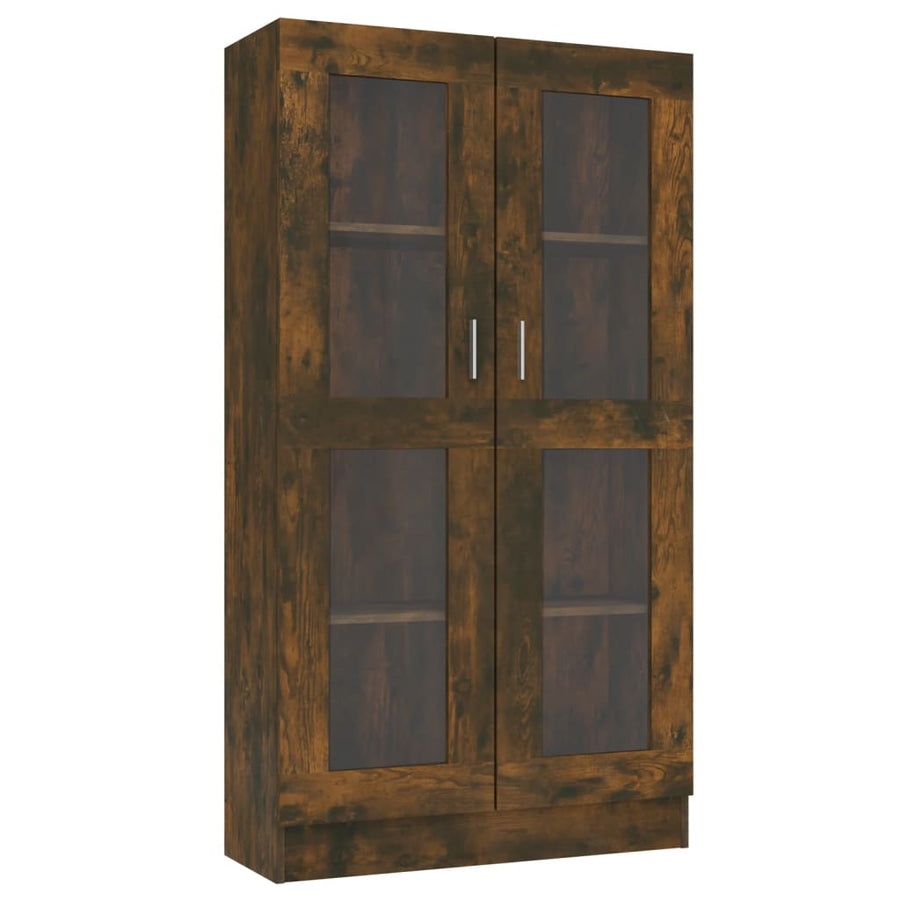 Vitrinekast 82,5x30,5x150 cm bewerkt hout gerookt eikenkleurig 82.5 x 30.5 x 150 cm Gerookt eiken