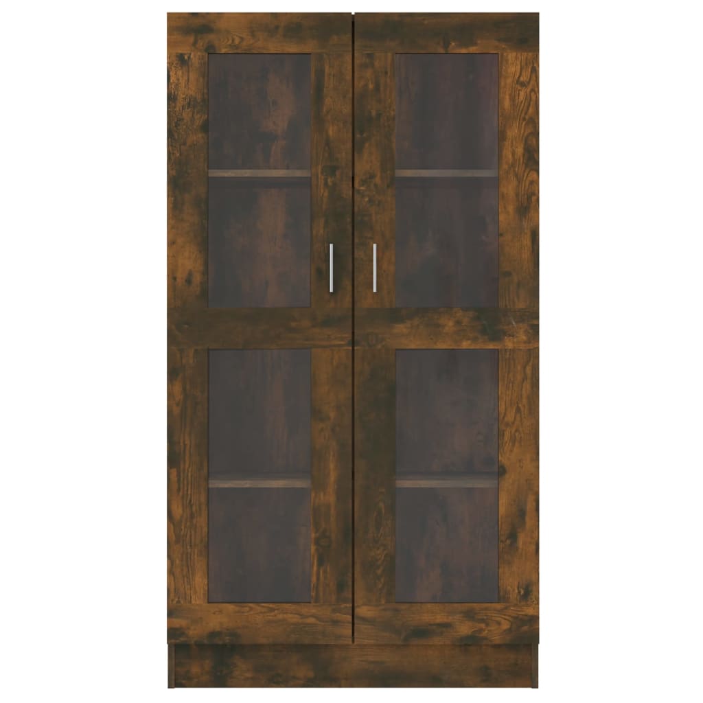 Vitrinekast 82,5x30,5x150 cm bewerkt hout gerookt eikenkleurig 82.5 x 30.5 x 150 cm Gerookt eiken