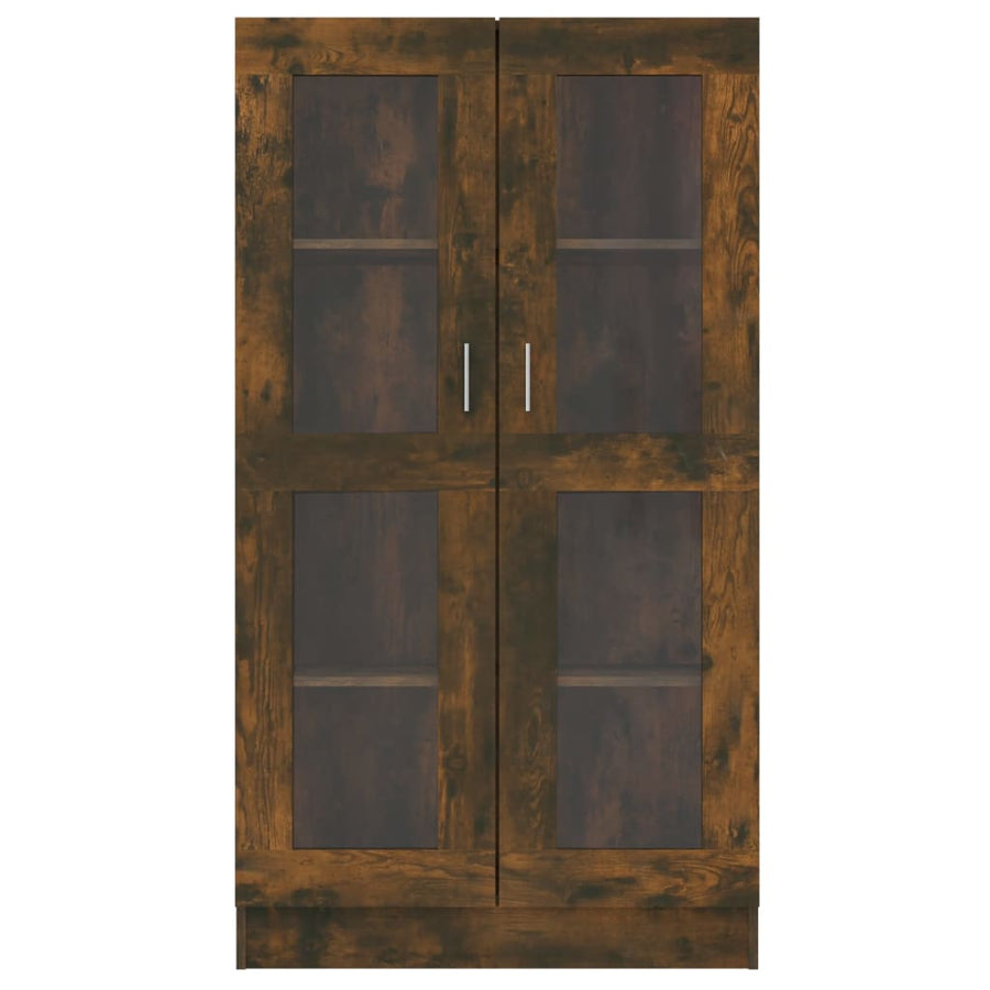 Vitrinekast 82,5x30,5x150 cm bewerkt hout gerookt eikenkleurig 82.5 x 30.5 x 150 cm Gerookt eiken