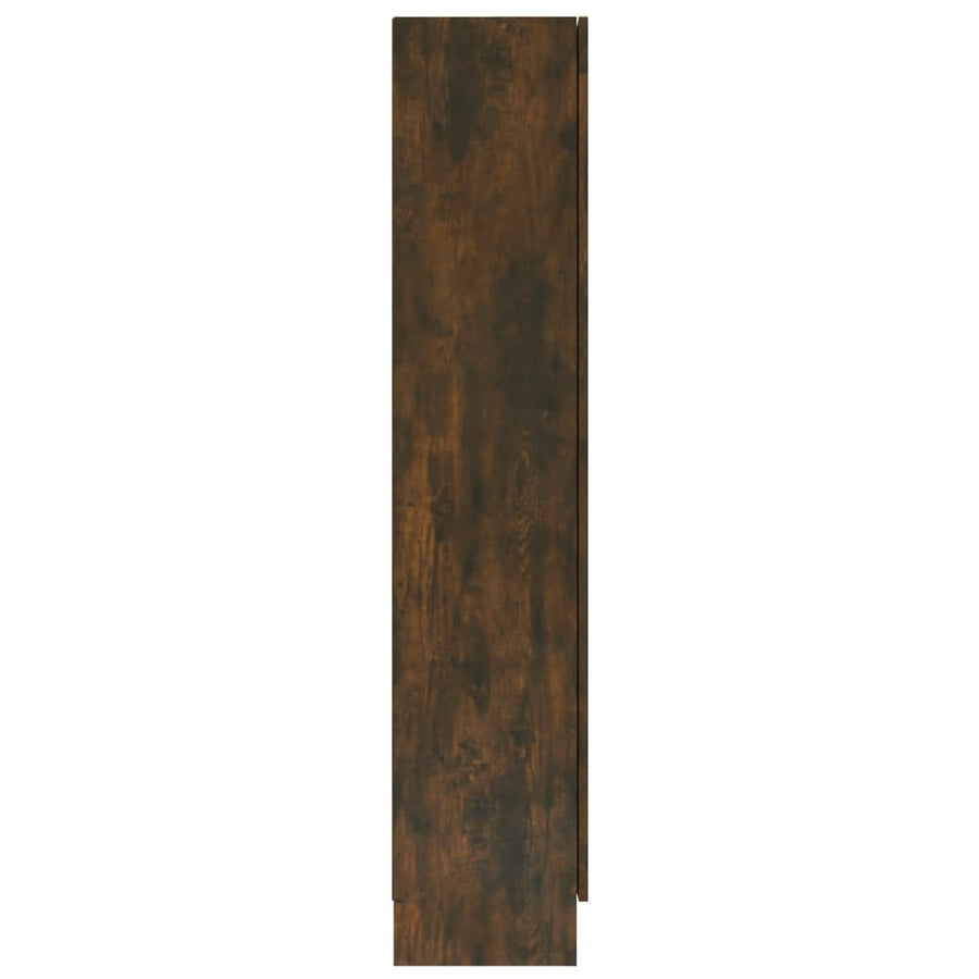 Vitrinekast 82,5x30,5x150 cm bewerkt hout gerookt eikenkleurig 82.5 x 30.5 x 150 cm Gerookt eiken