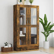 Display cabinet 82.5x30.5x150 cm carved wood smoked oak