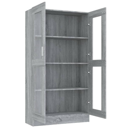 Vitrinekast 82,5x30,5x150 cm bewerkt hout grijs sonoma eiken 82.5 x 30.5 x 150 cm Grijs sonoma