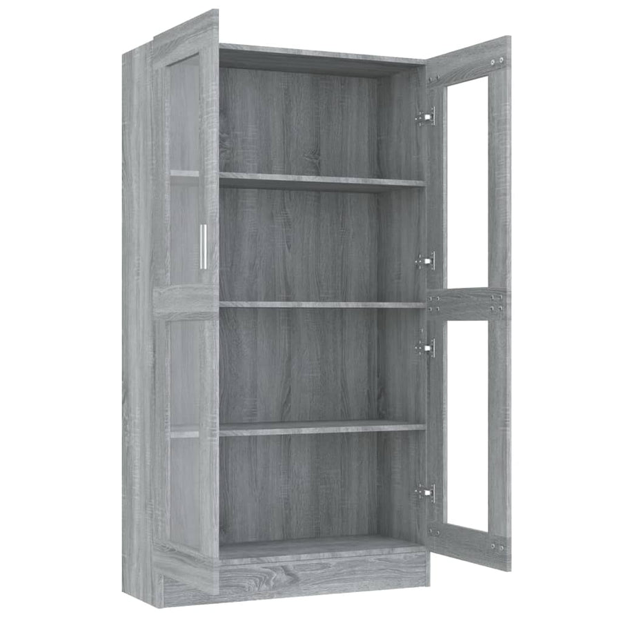 Vitrinekast 82,5x30,5x150 cm bewerkt hout grijs sonoma eiken 82.5 x 30.5 x 150 cm Grijs sonoma