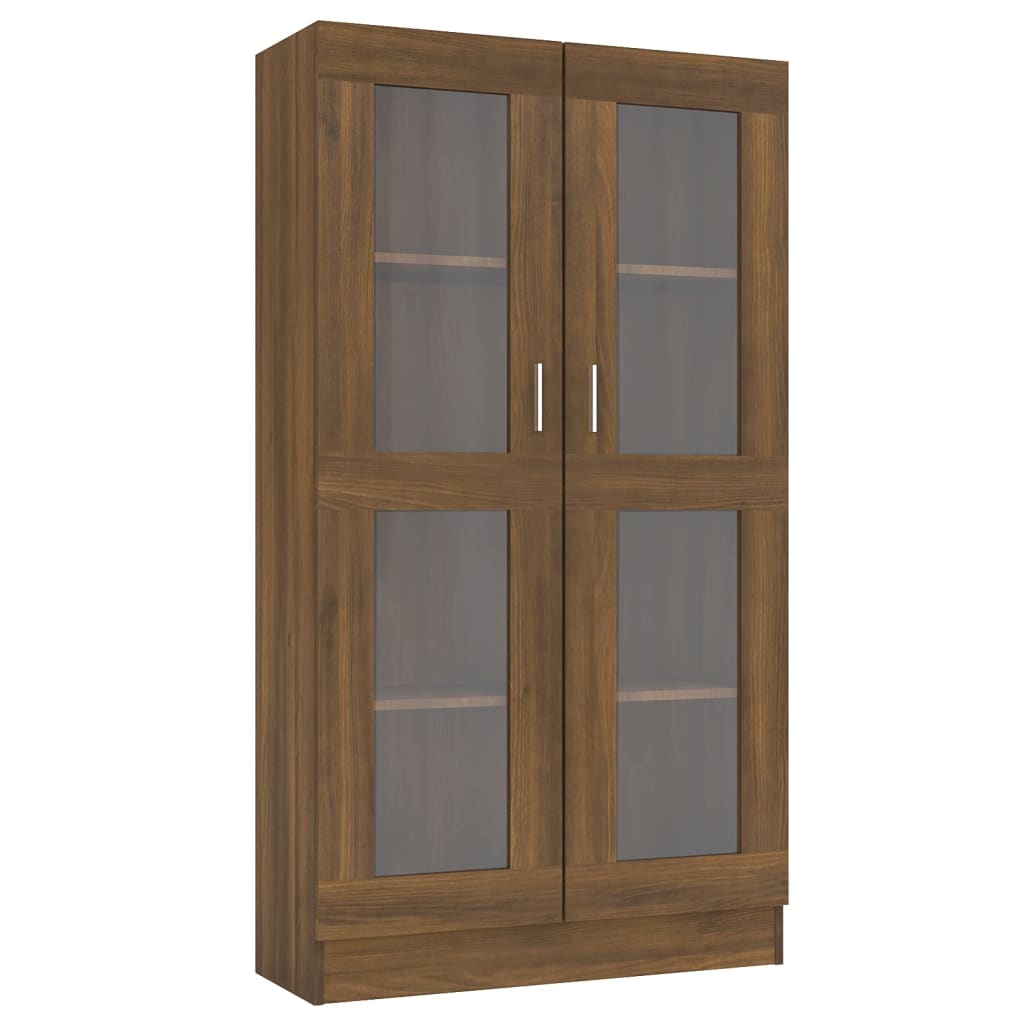 Vitrinekast 82,5x30,5x150 cm bewerkt hout bruin eikenkleur
