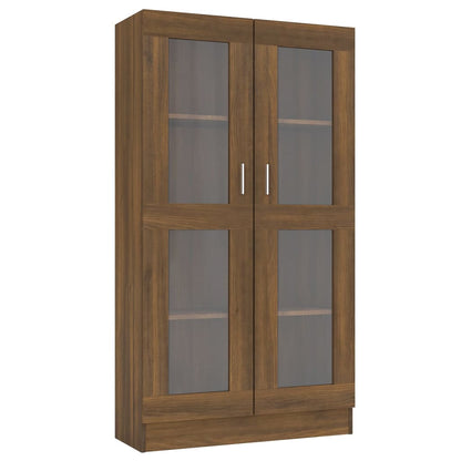 Vitrinekast 82,5x30,5x150 cm bewerkt hout bruin eikenkleur