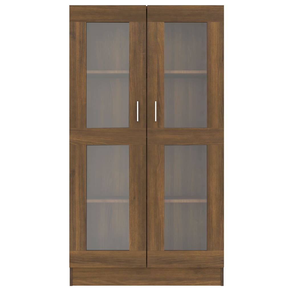 Vitrinekast 82,5x30,5x150 cm bewerkt hout bruin eikenkleur
