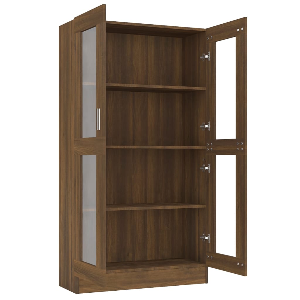 Vitrinekast 82,5x30,5x150 cm bewerkt hout bruin eikenkleur