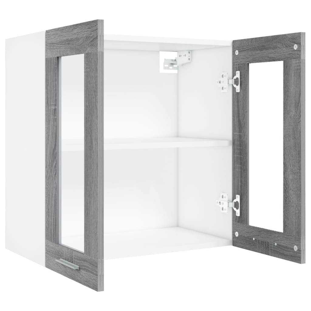 Wandkast Hangend 60X3X60 Cm Bewerkt Hout Eiken Grijs Sonoma Hangkast glas 60 cm