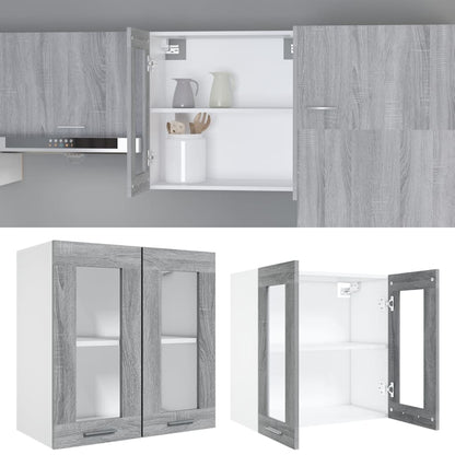 Wandkast Hangend 60X3X60 Cm Bewerkt Hout Eiken Grijs Sonoma Hangkast glas 60 cm