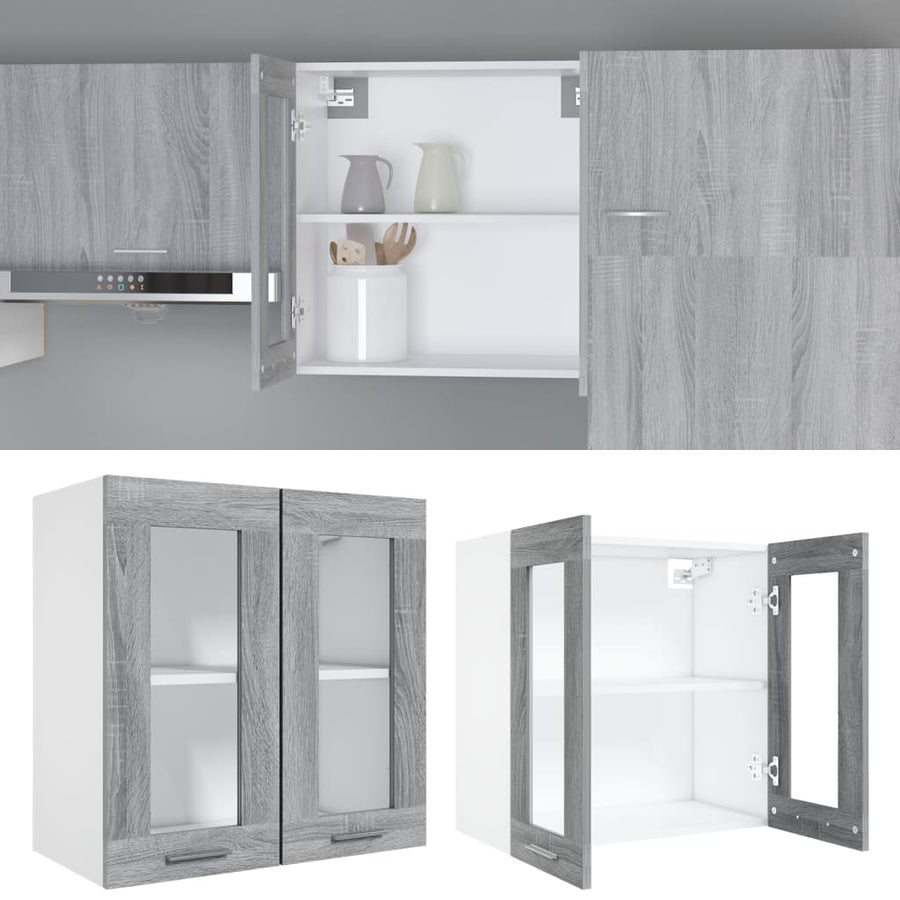 Wandkast Hangend 60X3X60 Cm Bewerkt Hout Eiken Grijs Sonoma Hangkast glas 60 cm