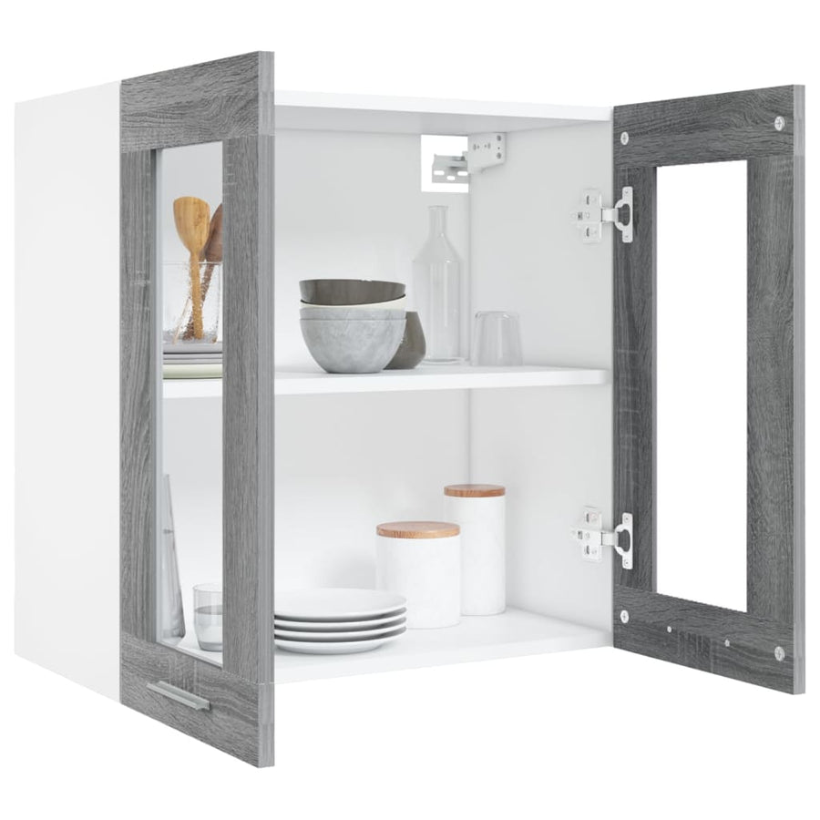 Wandkast Hangend 60X3X60 Cm Bewerkt Hout Eiken Grijs Sonoma Hangkast glas 60 cm