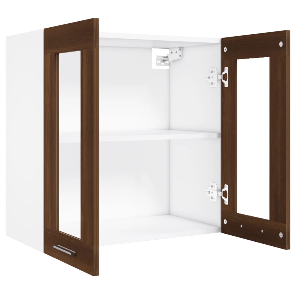 Wandkast Hangend 60X3X60 Cm Bewerkt Hout Kleurig Bruineiken Hangkast glas 60 cm