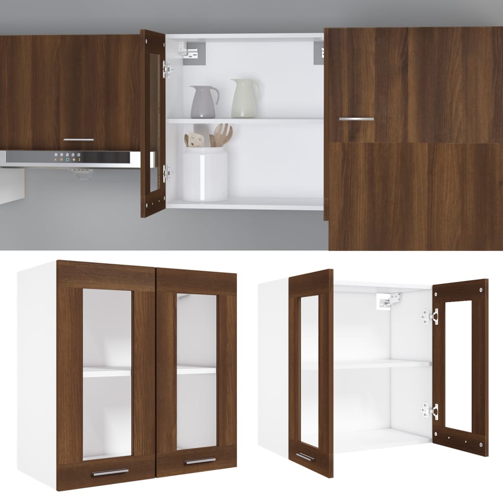 Wandkast Hangend 60X3X60 Cm Bewerkt Hout Kleurig Bruineiken Hangkast glas 60 cm