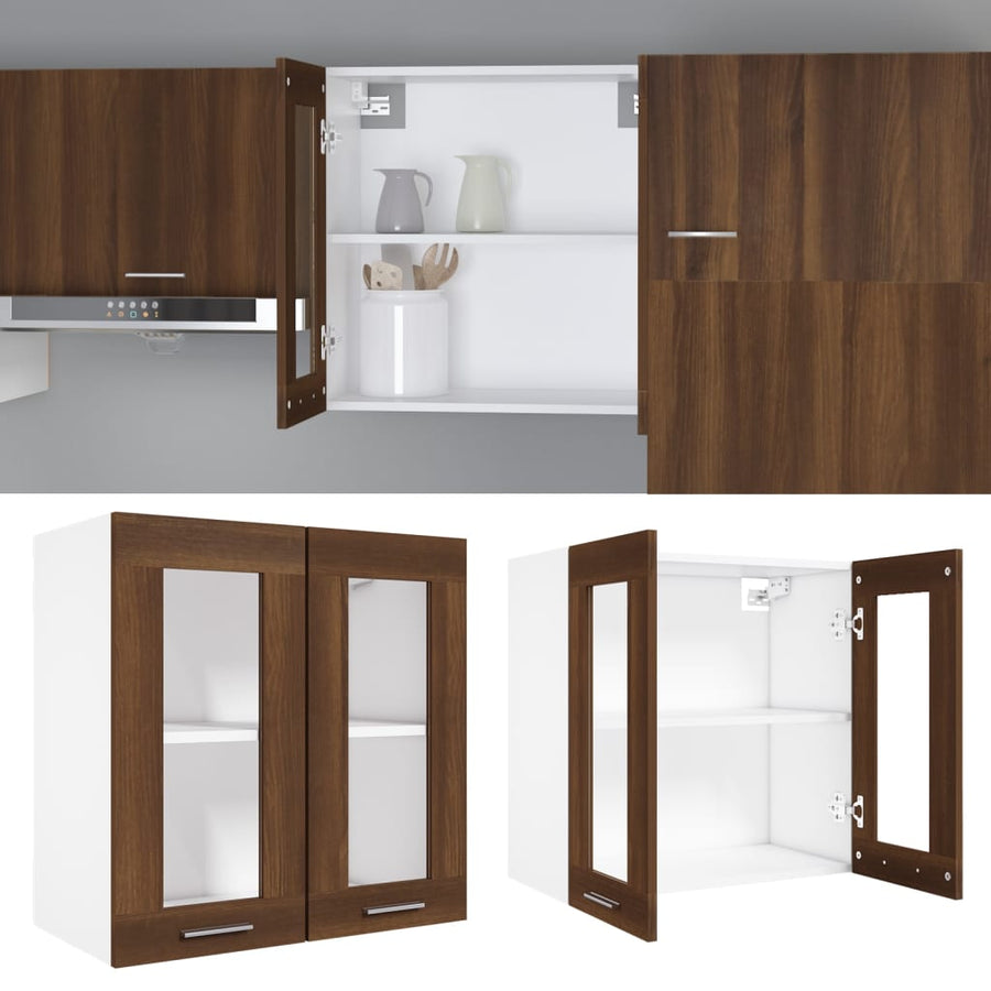 Wandkast Hangend 60X3X60 Cm Bewerkt Hout Kleurig Bruineiken Hangkast glas 60 cm