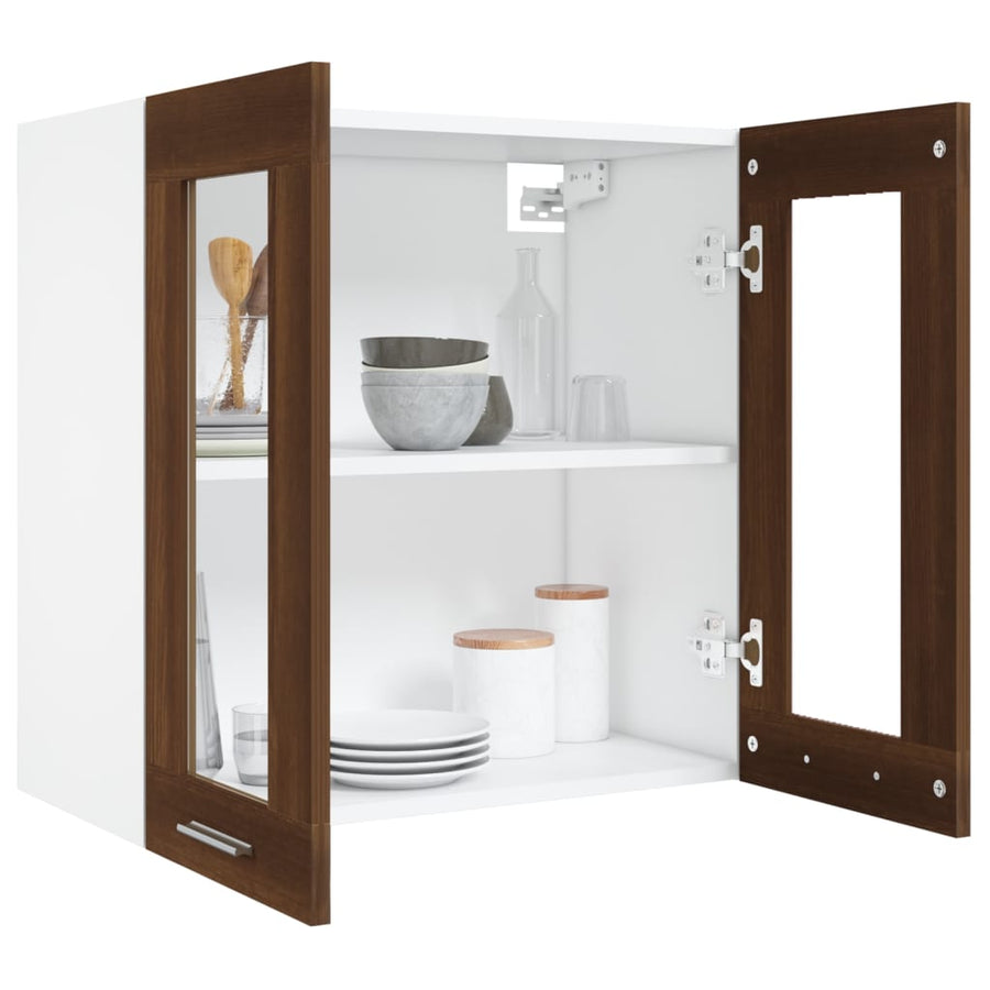Wandkast Hangend 60X3X60 Cm Bewerkt Hout Kleurig Bruineiken Hangkast glas 60 cm