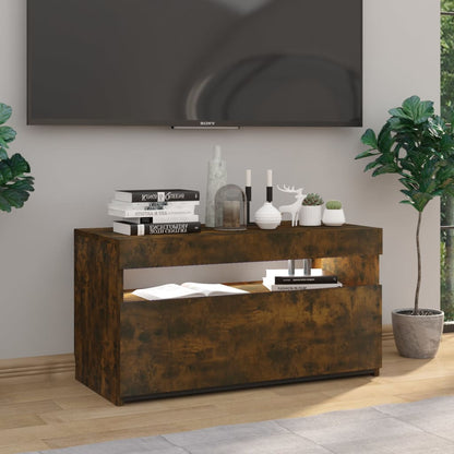 Tv-Meubel Met Led-Verlichting 75X35X40 Cm Gerookt Eikenkleurig 1 75 x 35 x 40 cm