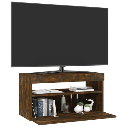 Tv-Meubel Met Led-Verlichting 75X35X40 Cm Gerookt Eikenkleurig 1 75 x 35 x 40 cm