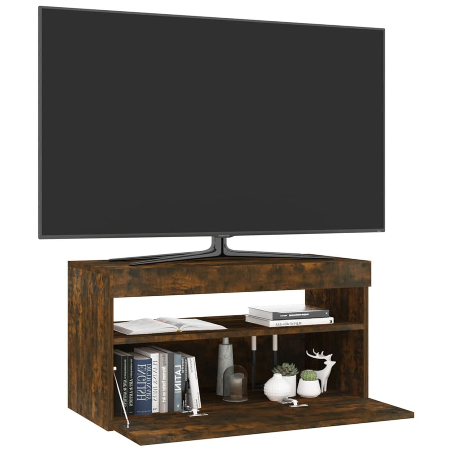 Tv-Meubel Met Led-Verlichting 75X35X40 Cm Gerookt Eikenkleurig 1 75 x 35 x 40 cm