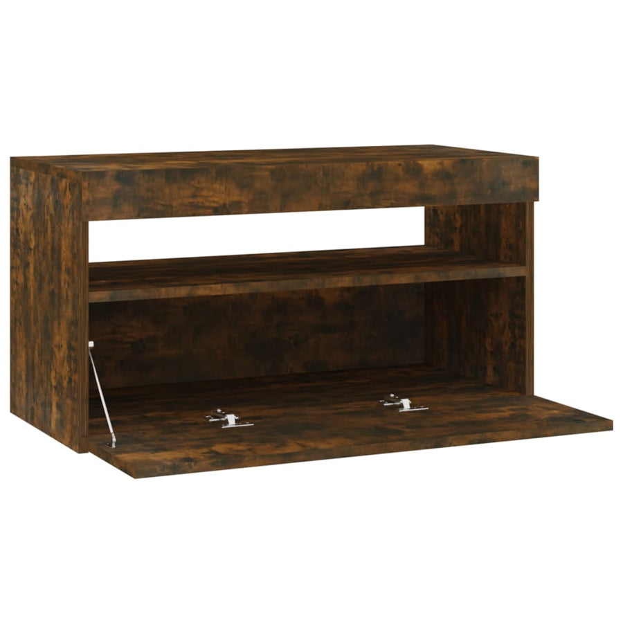 Tv-Meubel Met Led-Verlichting 75X35X40 Cm Gerookt Eikenkleurig 1 75 x 35 x 40 cm