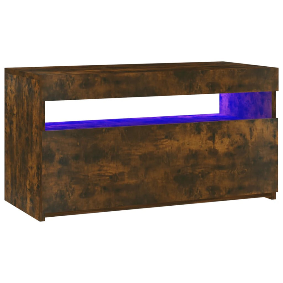 Tv-Meubel Met Led-Verlichting 75X35X40 Cm Gerookt Eikenkleurig 1 75 x 35 x 40 cm