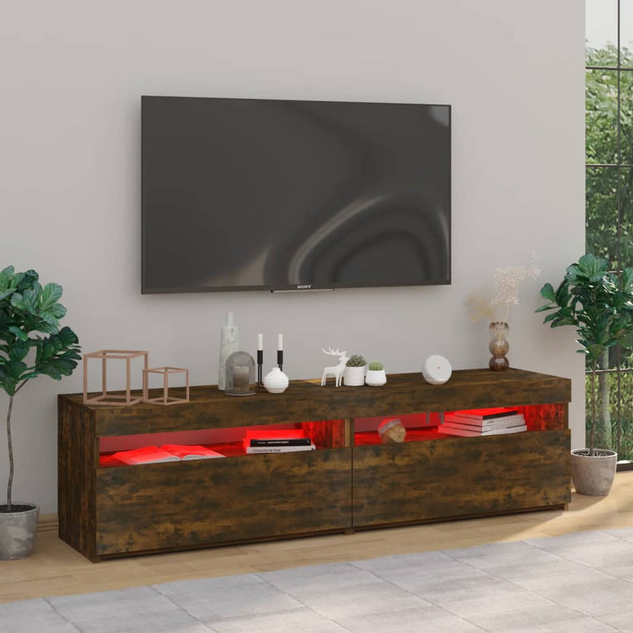 Tv-Meubelen Met Led-Verlichting 2 75 x 35 x 40 cm Gerookt eiken