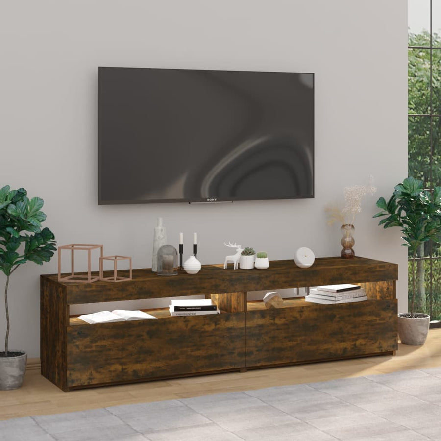 Tv-Meubelen Met Led-Verlichting 2 75 x 35 x 40 cm Gerookt eiken