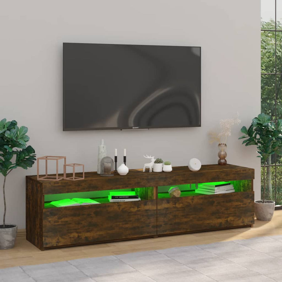 Tv-Meubelen Met Led-Verlichting 2 75 x 35 x 40 cm Gerookt eiken