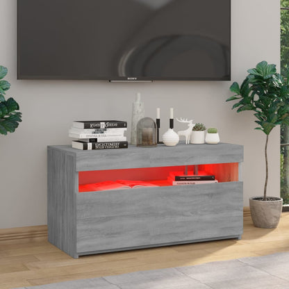 Tv-Meubel Met Led-Verlichting Eiken 1 75 x 35 x 40 cm Grijs sonoma