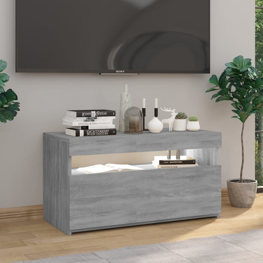 Tv-Meubel Met Led-Verlichting Eiken 1 75 x 35 x 40 cm Grijs sonoma