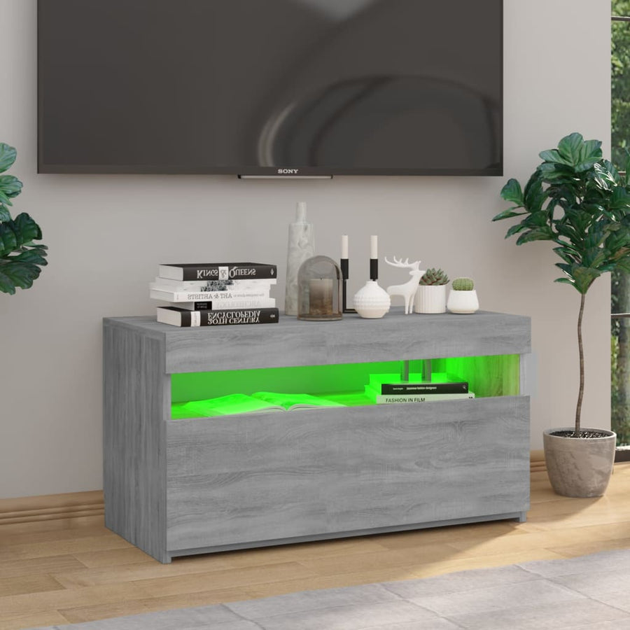 Tv-Meubel Met Led-Verlichting Eiken 1 75 x 35 x 40 cm Grijs sonoma