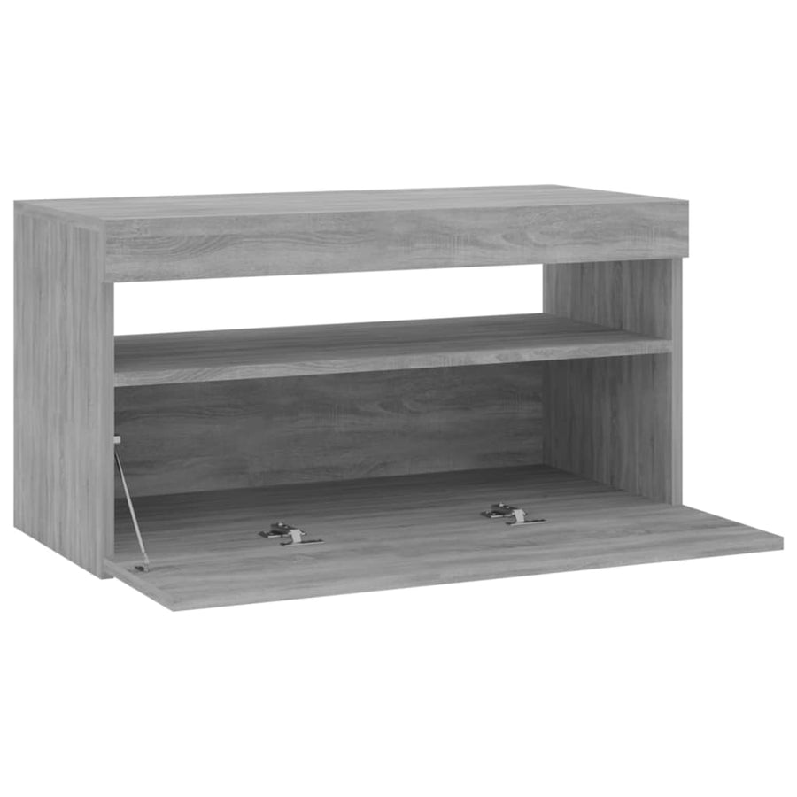Tv-Meubel Met Led-Verlichting Eiken 1 75 x 35 x 40 cm Grijs sonoma
