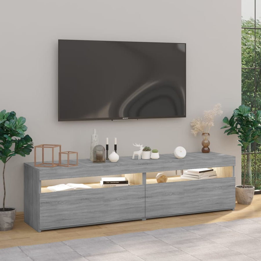 Tv-Meubelen Met Led-Verlichting 2 75 x 35 x 40 cm Grijs sonoma